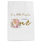 感謝祭ファースト誕生日サンキューパンプキン ミディアムペーパーバッグ (正面)