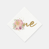 感謝祭ファースト誕生日パンプキンピンク金ゴールド スタンダードカクテルナプキン (角)