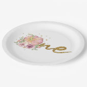 感謝祭ファースト誕生日パンプキンピンク金ゴールド ペーパープレート (アングル)