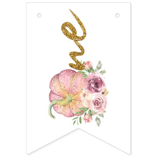 感謝祭ファースト誕生日パンプキン バンティングフラッグ (第1の旗)