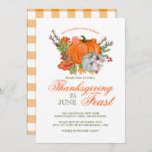 感謝祭フェストディナーパンプキ素朴ン 招待状 (正面/裏面)