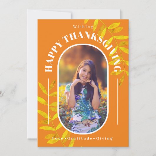 感謝祭フォトオレンジモダン色 シーズンカード (正面)