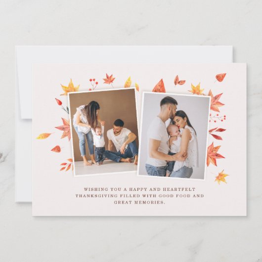 感謝祭フォトカードハッピー感謝祭離れの カード (裏面)