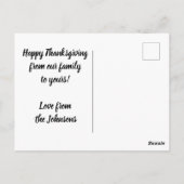 感謝祭フォトカード自分の写真をアップロード ポストカード (裏面)