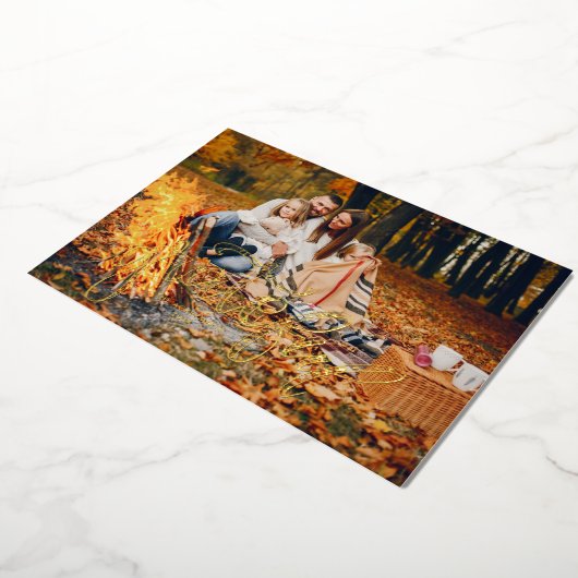 感謝祭フォトコラージュ |感謝葉の言葉 箔シーズンカード (回転した状態)