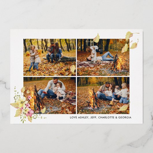 感謝祭フォトコラージュ |感謝葉の言葉 箔シーズンカード (裏面)