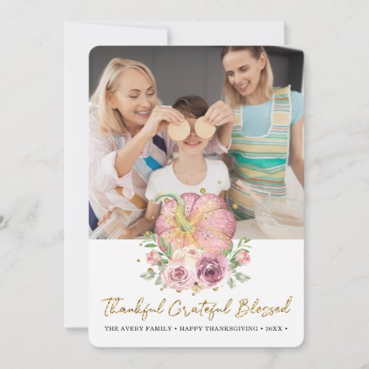 感謝祭フォトピンクカボチャ シーズンカード (正面)