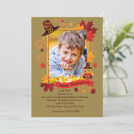 感謝祭フォトフレーム招待状 招待状 (スタンド正面)
