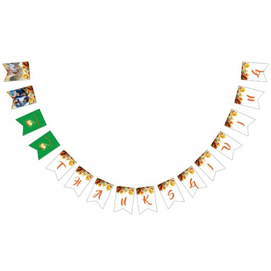 感謝祭フォト文字水葉色 バンティングフラッグ (全)