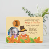 感謝祭フォト誕生日テンプレート任意の年齢 招待状 (スタンド正面)