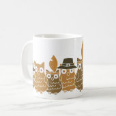 感謝祭フクロウ コーヒーマグカップ (正面左)