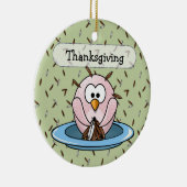 感謝祭フクロウ セラミックオーナメント (右)