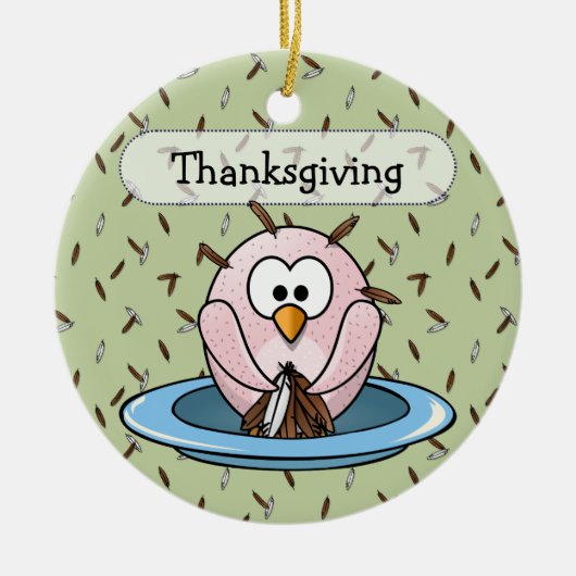 感謝祭フクロウ セラミックオーナメント (正面)
