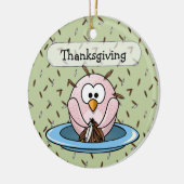 感謝祭フクロウ セラミックオーナメント (左)