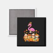 感謝祭フラミンゴ着用ハット秋コーヒーカップ マグネット (正面/裏面)