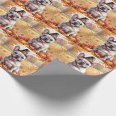 感謝祭フランスのの紅葉でブルドッグ ラッピングペーパー (角)