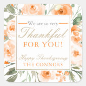 感謝祭フローラありがとうステッカー贈り物ラベル スクエアシール (正面)