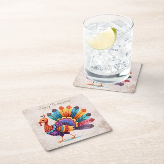 感謝祭ブライトフェザーズトルコ紙コースター スクエアペーパーコースター (インサイチュ)