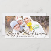 感謝祭ブラウン紅葉シンプルのスクリプトフォト シーズンカード (正面)