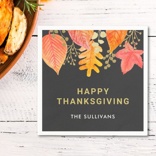 感謝祭ブラック スタンダードカクテルナプキン