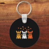 感謝祭ブルフランスのドッグ秋フレンチドッグメン キーホルダー (正面)