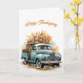 感謝祭ブルートラックイラストレーション カード (黄色い花)