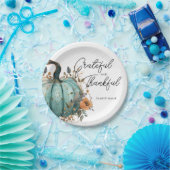 感謝祭ブルーパンプキン素朴紙プレート ペーパープレート (パーティー)