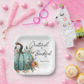 感謝祭ブルーパンプキン素朴紙プレート ペーパープレート (パーティー)