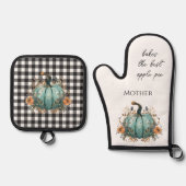 感謝祭ブルーパンプキ素朴ン 鍋つかみ&鍋敷きセット (正面)