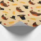感謝祭ホリデーターキーパターンパーティーラップ ラッピングペーパー (角)