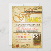 感謝祭ホリデーディナーパーティの招待状 招待状 (正面)