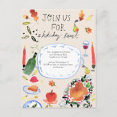 感謝祭ホリデーディナー招待状 ポストカード (正面)