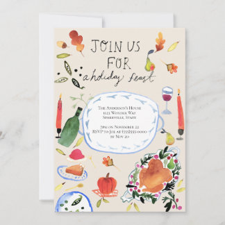 感謝祭ホリデーディナー招待状 招待状