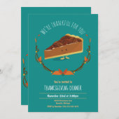 感謝祭ホリデーハッピーペカンパイ招待状ティール（緑がかった色） 招待状 (正面/裏面)