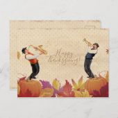 感謝祭ホリデーレトロミュージックジャズミュージシャン ポストカード (正面/裏面)