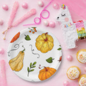 感謝祭ホリデー秋パンプキンオレモダンンジ ペーパープレート (パーティー)