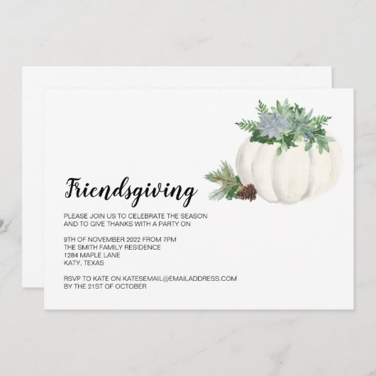 感謝祭ホリデー秋フレンドゼビング 招待状 (正面/裏面)