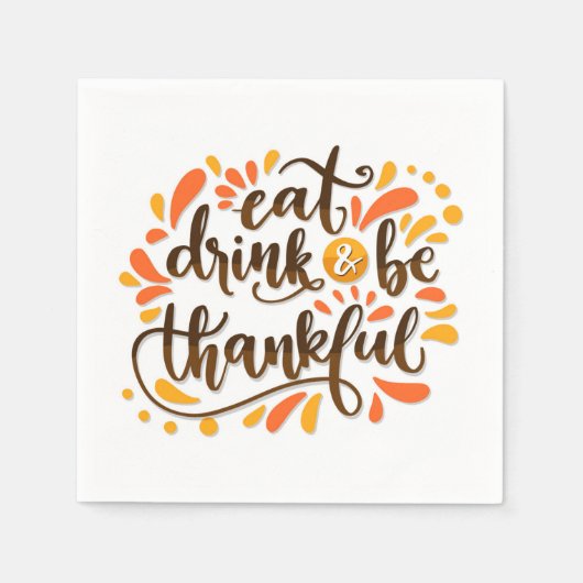 感謝祭ホリデー紙ナプキンス スタンダードカクテルナプキン (正面)