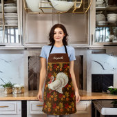 感謝祭ホワイトトルコ紅葉モノグラム エプロン