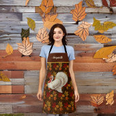 感謝祭ホワイトトルコ紅葉モノグラム エプロン