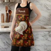 感謝祭ホワイトトルコ紅葉モノグラム エプロン