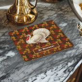 感謝祭ホワイトトルコ紅葉モノグラム スクエアペーパーコースター