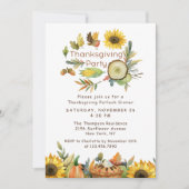 感謝祭ポトラックディナーパンプキンパイサンフラワー 招待状 (正面)