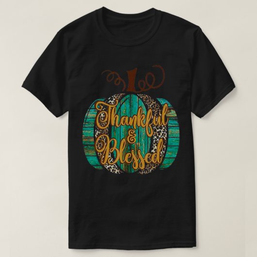 感謝祭ママLeopardプリント感謝と祝福 Tシャツ (デザイン正面)