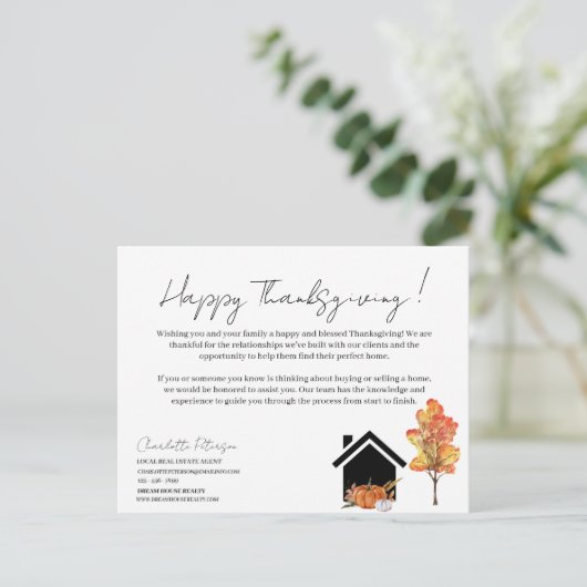感謝祭マーケティング実在エテート不動産仲介業者 シーズンポストカード (スタンド正面)