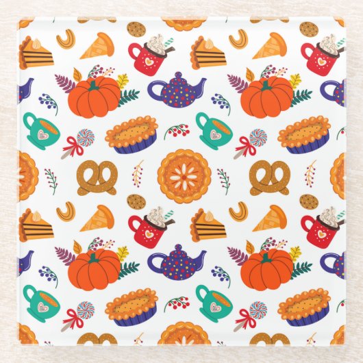 感謝祭ミーム |すべてのことに感謝する ガラスコースター (正面)