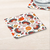 感謝祭ミーム |感謝祭は食事 スクエアペーパーコースター (アングル)