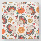 感謝祭ミーム |感謝祭は食事 ストーンコースター (正面)