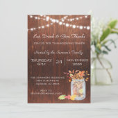 感謝祭メイスンジャイルライトウッド素朴 招待状 (スタンド正面)