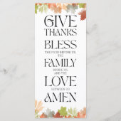 感謝祭メニューカード紅葉テーブルデコール メニュー (裏面)